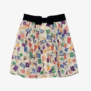 Anthropologie Edme & Esyllte Multicolor Stamp Print Skirt
